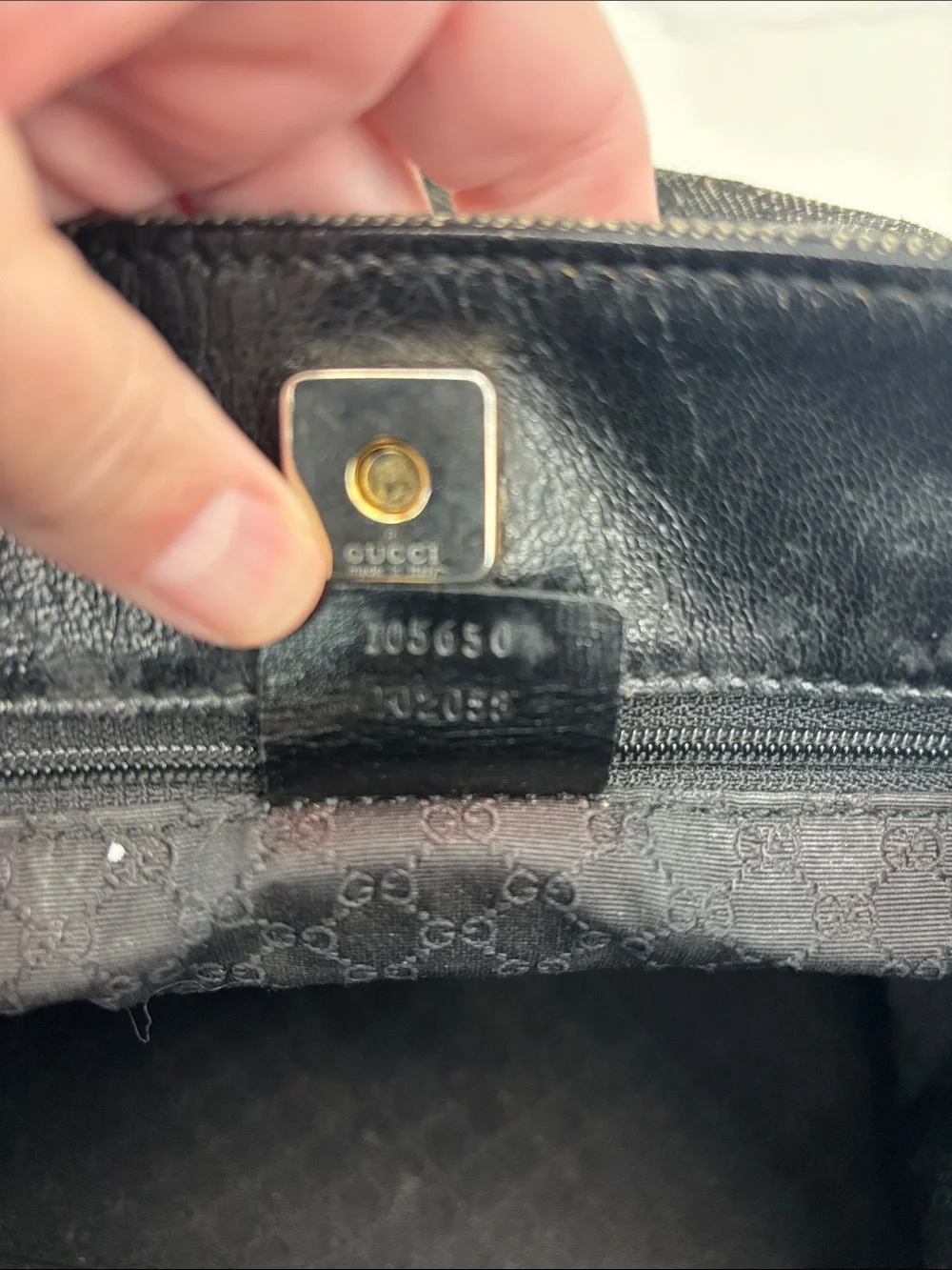 Gucci GG black small Denim Double Pocket top handle Tote